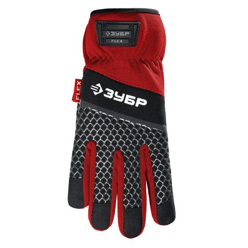 ЗУБР FLEX р.L (9), красные, профессиональные комбинированные перчатки, работа с сенсорными экранами, Профессионал (11479-L)