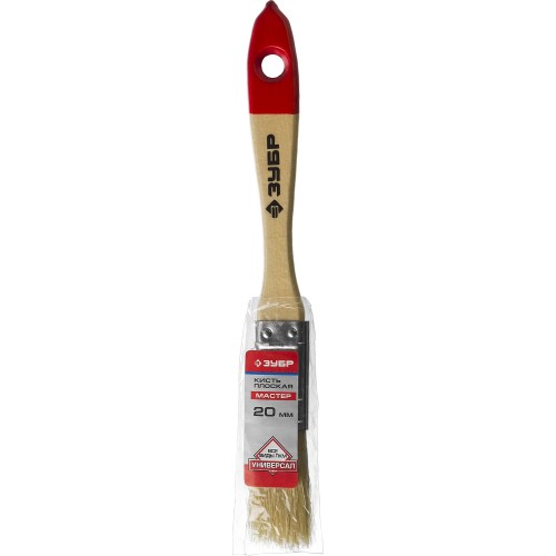 ЗУБР УНИВЕРСАЛ, 20 мм, 3/4 ″, светлая натуральная щетина, деревянная ручка, все виды ЛКМ, плоская кисть (4-01003-020)