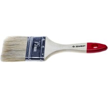 ЗУБР УНИВЕРСАЛ, 75 мм, 3″, светлая натуральная щетина, деревянная ручка, все виды ЛКМ, плоская кисть (4-01001-075)