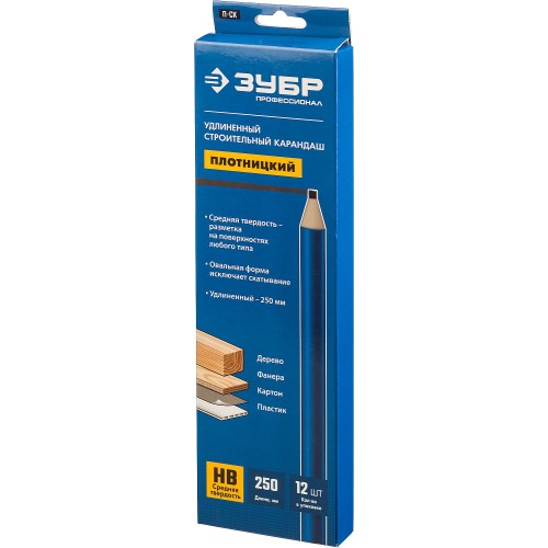 ЗУБР П-СК 250 мм, HB, строительный карандаш плотника (06307)
