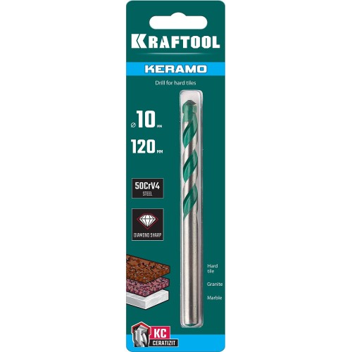 KRAFTOOL Keramo, 10 х 120 мм, тв.сплав КС, сверло по керамограниту (29175-120-10)