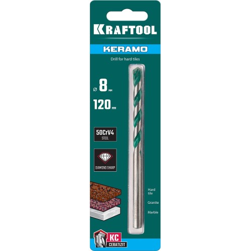 KRAFTOOL Keramo, 8 х 120 мм, тв.сплав КС, сверло по керамограниту (29175-120-8)