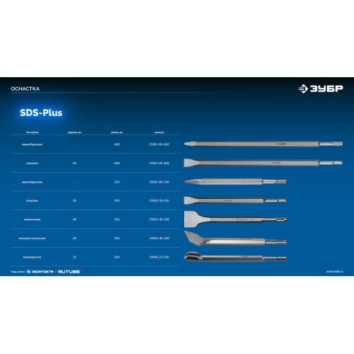 ЗУБР БУРАН, 400 мм, SDS-Plus, пикообразное зубило, Профессионал (29361-00-400)