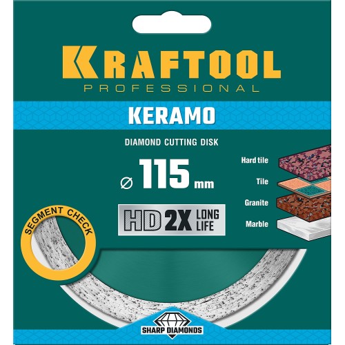 KRAFTOOL KERAMO, 115 мм, (22.2 мм, 10 х 1.6 мм), сплошной алмазный диск (36684-115)