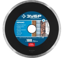 ЗУБР Керамо-25, d 180 мм, (25.4 мм, 7 х 2.2 мм), сплошной алмазный диск, Профессионал (36655-180)