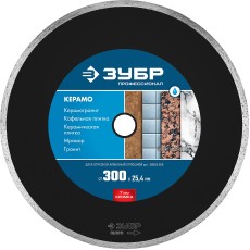 ЗУБР Керамо-25, d 300 мм, (25.4 мм, 7 мм), сплошной алмазный диск, Профессионал (36655-300)