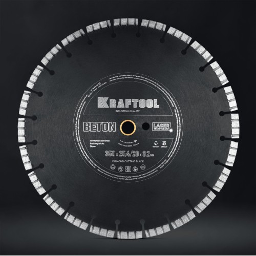 KRAFTOOL BETON 350 мм (25.4/20 мм, 12х3.2 мм), алмазный диск (36686-350)