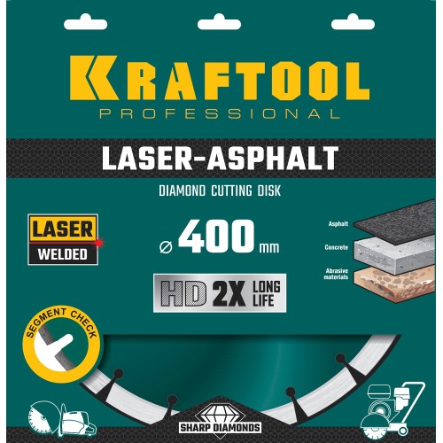 KRAFTOOL LASER-ASPHALT 400 мм (25.4/20 мм, 10х3.4 мм), алмазный диск (36687-400)