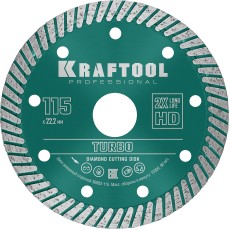 KRAFTOOL Turbo, 115 мм, (22.2 мм, 10 х 2.2 мм), сегментированный алмазный диск (36682-115)