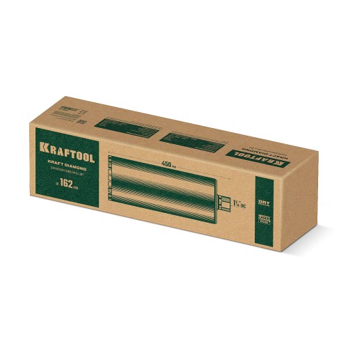 KRAFTOOL DIAMOND 162 мм (450 мм, 1 1/4″, лазерная сварка сегментов), Алмазная Коронка по железобетону (29825-162)