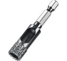 ЗУБР АВК, d 12 мм, (HEX 1/4″, 15 мм кромка), вакуумное алмазное трубчатое сверло, Профессионал (29865-12)