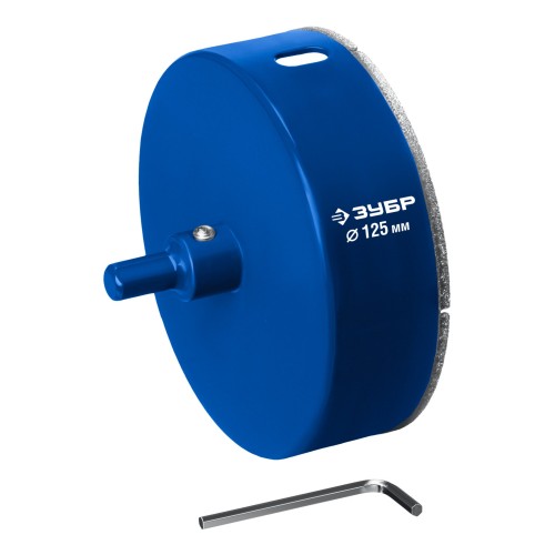 ЗУБР АГК d 125 мм (центр. сверло, трехгр. хвост, Р60), Алмазная коронка, Профессионал (29850-125)