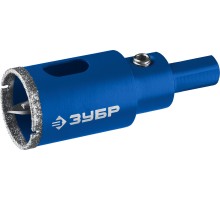 ЗУБР АГК, d 38 мм, (центр. сверло, трехгр. хвост, Р60), алмазная коронка, Профессионал (29850-38)