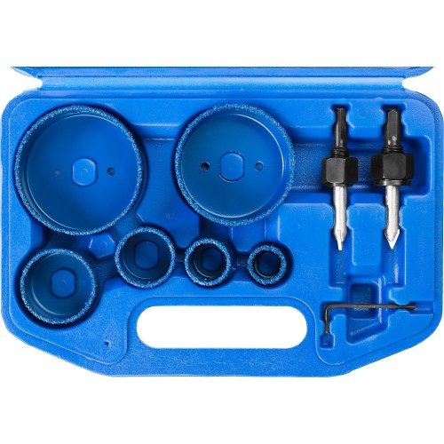 ЗУБР 6 шт, d 22, 28, 35, 44, 68, 73 мм, L 25 мм, карбид вольфрама, набор коронок-чашек с оснасткой, Профессионал (33360-H6)