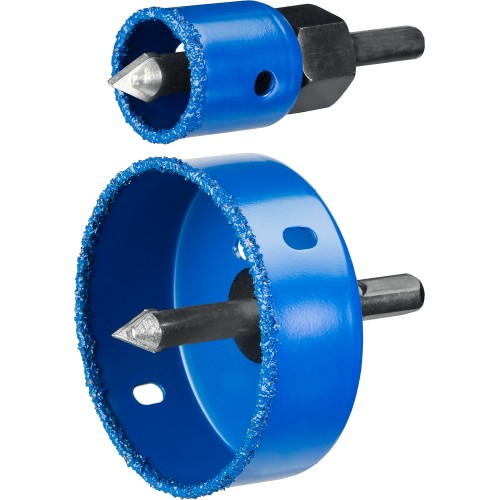 ЗУБР 6 шт, d 22, 28, 35, 44, 68, 73 мм, L 25 мм, карбид вольфрама, набор коронок-чашек с оснасткой, Профессионал (33360-H6)