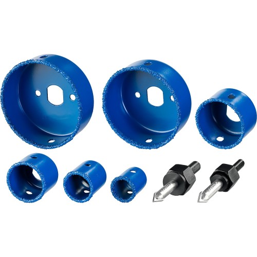 ЗУБР 6 шт, d 22, 28, 35, 44, 68, 73 мм, L 25 мм, карбид вольфрама, набор коронок-чашек с оснасткой, Профессионал (33360-H6)