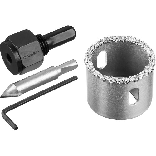 ЗУБР 32 мм, L 25 мм, карбид вольфрама, коронка-чашка с державкой и сверлом, Профессионал (33360-032)