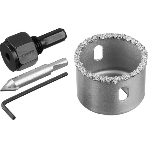 ЗУБР 38 мм, L 25 мм, карбид вольфрама, коронка-чашка с державкой и сверлом, Профессионал (33360-038)