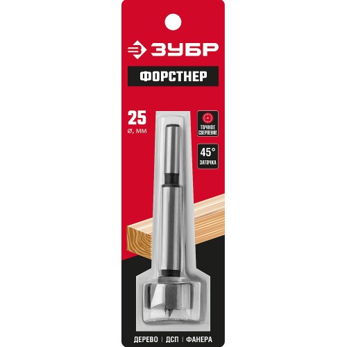 ЗУБР Форстнер 25 x 90 мм, cверло Форстнера по дереву, фанере, ДСП(2993-25)