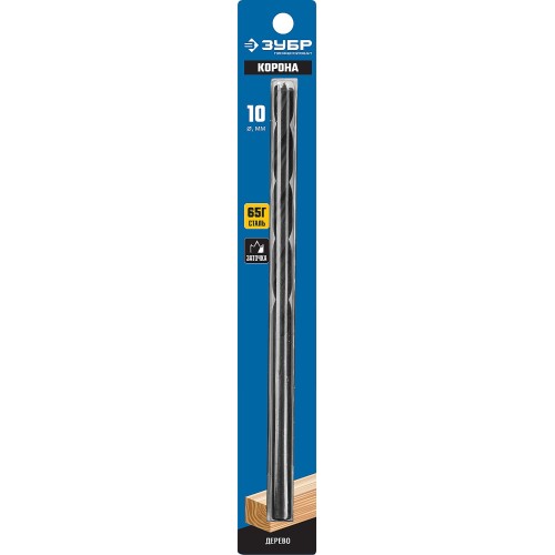 ЗУБР d 10 x 200/150 мм, М-образная заточка, спиральное сверло по дереву, Профессионал (29421-200-10)