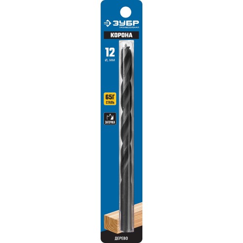 ЗУБР d 12 x 200/150 мм, М-образная заточка, спиральное сверло по дереву, Профессионал (29421-200-12)