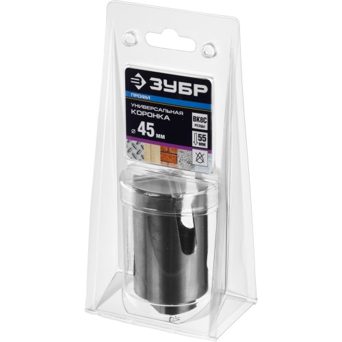 ЗУБР Проуниверсал, 45 мм, коронка с твердосплавными резцами, Профессионал (29514-45)