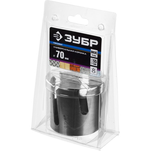 ЗУБР Проуниверсал, 70 мм, коронка с твердосплавными резцами, Профессионал (29514-70)