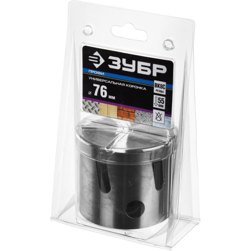 ЗУБР Проуниверсал, 76 мм, коронка с твердосплавными резцами, Профессионал (29514-76)