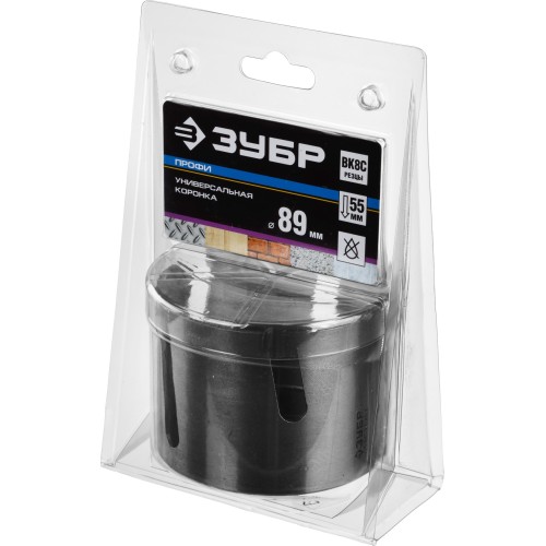 ЗУБР Проуниверсал, 89 мм, коронка с твердосплавными резцами, Профессионал (29514-89)