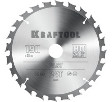 KRAFTOOL Fast, 190 х 20 мм, 24Т, пильный диск по дереву (36950-190-20)