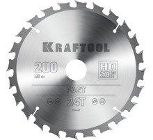 KRAFTOOL Fast, 200 х 30 мм, 24Т, пильный диск по дереву (36950-200-30)