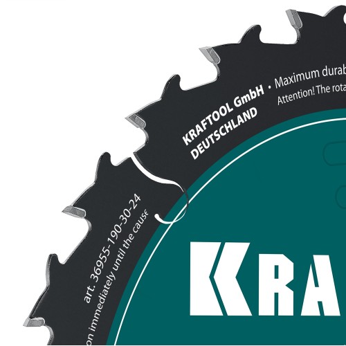 KRAFTOOL Slim wood cut 190 х 30 x 1.6 мм, 24Т, диск пильный по дереву, (36955-190-30-24)