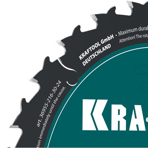 KRAFTOOL Slim wood cut 216 х 30 x 1.8 мм, 24Т, диск пильный по дереву, (36955-216-30-24)