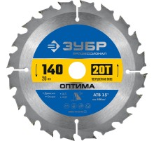 ЗУБР Оптима, 140 x 20 мм, 20T, пильный диск по дереву, Профессионал (36903-140-20-20)