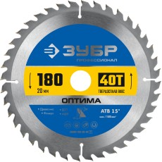 ЗУБР Оптима, 180 x 20 мм, 40Т, пильный диск по дереву, Профессионал (36903-180-20-40)