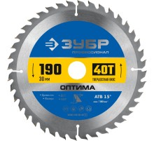 ЗУБР Оптима, 190 x 30 мм, 40Т, пильный диск по дереву, Профессионал (36903-190-30-40)