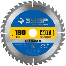ЗУБР Оптима, 190 x 30 мм, 40Т, пильный диск по дереву, Профессионал (36903-190-30-40)