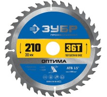 ЗУБР Оптима, 210 x 30 мм, 36Т, пильный диск по дереву, Профессионал (36903-210-30-36)