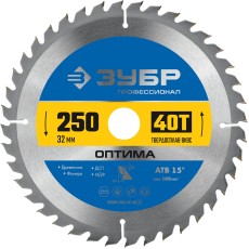 ЗУБР Оптима, 250 x 32 мм, 40Т, пильный диск по дереву, Профессионал (36903-250-32-40)