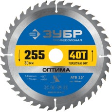 ЗУБР Оптима, 255 x 30 мм, 40Т, пильный диск по дереву, Профессионал (36903-255-30-40)
