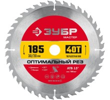 ЗУБР Оптимальный рез, 185 x 30/20 мм, 40Т, пильный диск по дереву (36912-185-30-40)