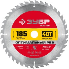 ЗУБР Оптимальный рез, 185 x 30/20 мм, 40Т, пильный диск по дереву (36912-185-30-40)