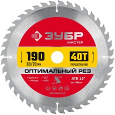ЗУБР Оптимальный рез, 190 x 30/20 мм, 40Т, пильный диск по дереву (36912-190-30-40)
