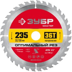 ЗУБР Оптимальный рез, 235 x 32/30 мм, 36T, пильный диск по дереву (36912-235-32-36)