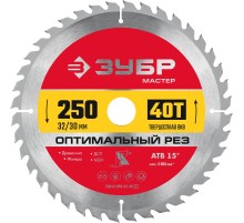 ЗУБР Оптимальный рез, 250 x 32/30 мм, 40Т, пильный диск по дереву (36912-250-32-40)