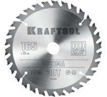 KRAFTOOL Optima, 165 х 20 мм, 30Т, пильный диск по дереву (36951-165-20)
