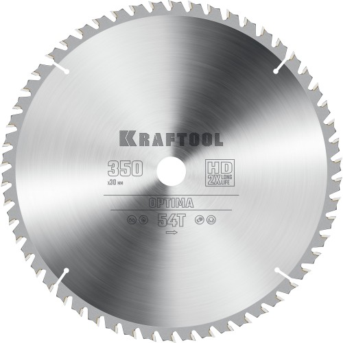KRAFTOOL Optima, 350 х 30 мм, 54Т, пильный диск по дереву (36951-350-30)