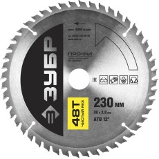 ЗУБР Чистый рез, 230 х 30 мм, 48Т, пильный диск по дереву, Профессионал (36852-230-30-48)