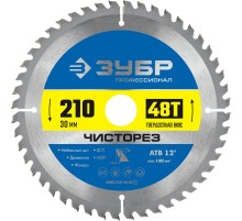 ЗУБР Чисторез, 210 x 30 мм, 48Т, пильный диск по дереву, Профессионал (36905-210-30-48)