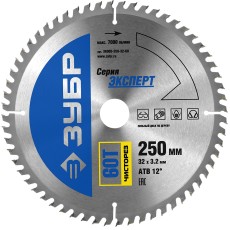 ЗУБР Чисторез, 250 x 32 мм, 60Т, пильный диск по дереву, Профессионал (36905-250-32-60)